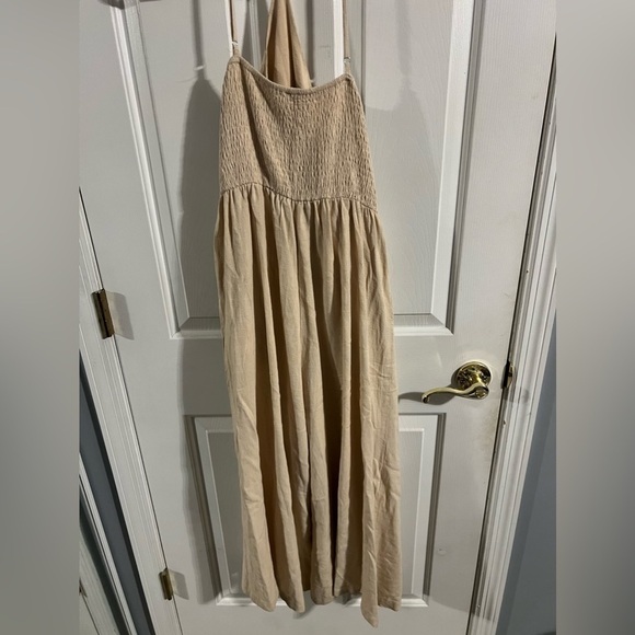 Wide-Leg Jumpsuit Summer, Spring, Fall, Cream color, halter material at top, Y2K - Picture 1 of 6